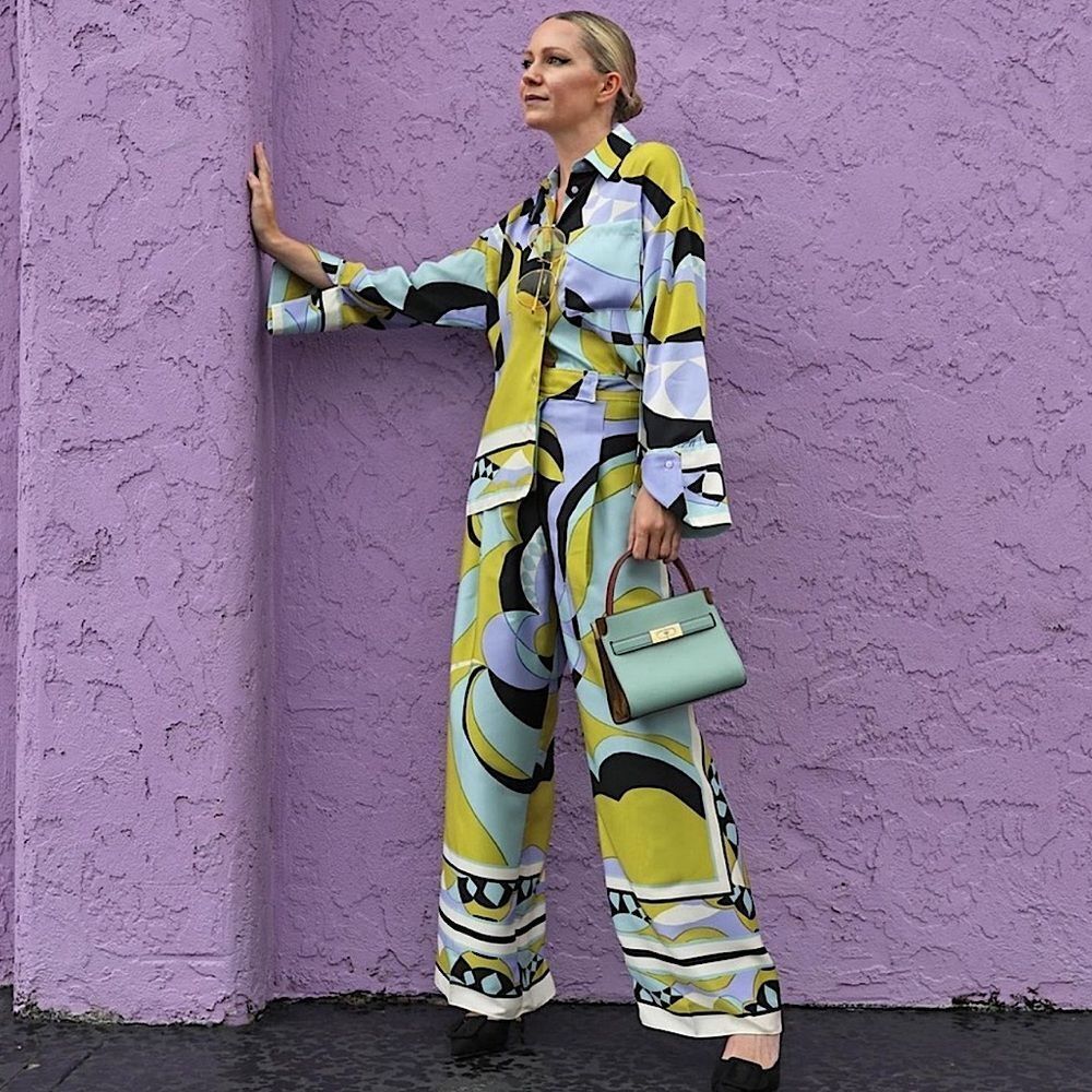 ZARA Set Printed Shirt and Palazzo Pants Size XS• BLOGGER FAVORITE • NEW